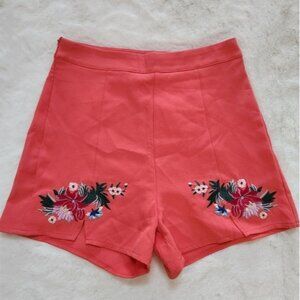 Prettylittlething Embroidered Coral Women's Shorts
